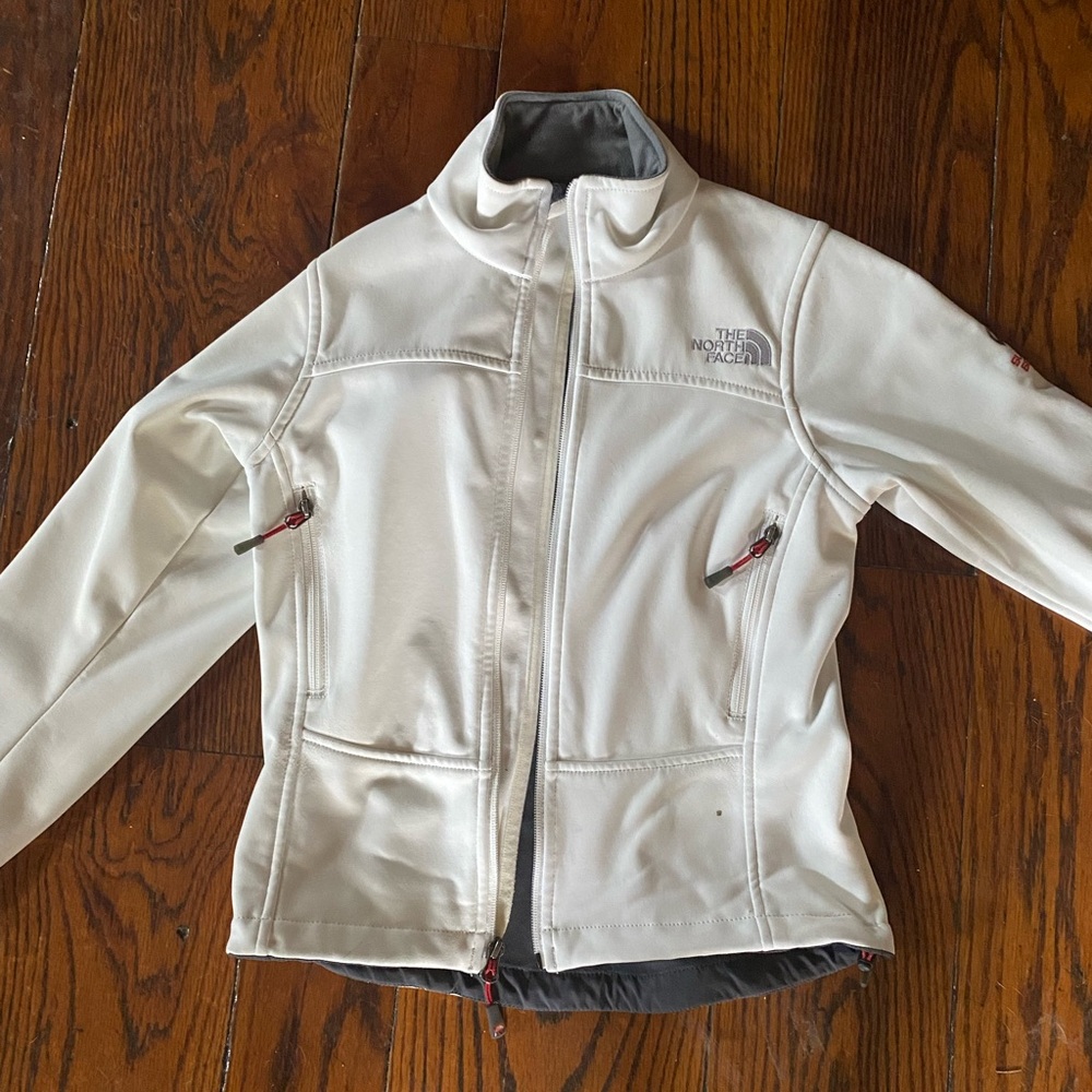White XS North Face fleece lined zip up